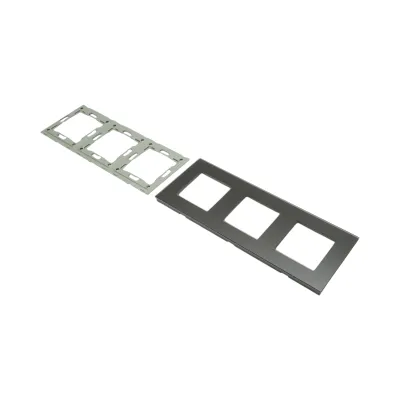 Rama tripla sticla neagra priza si intrerupator 228x86x10mm - imagine 3