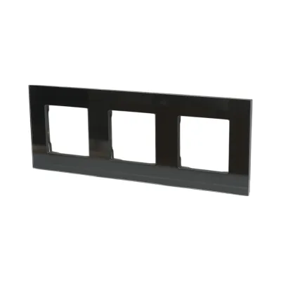 Rama tripla sticla neagra priza si intrerupator 228x86x10mm - imagine 4