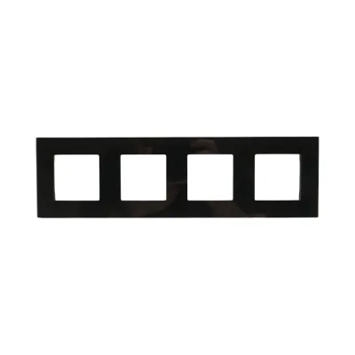 Rama cvadrupla sticla neagra priza si intrerupator 299x86mm