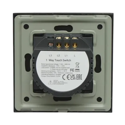Intrerupator touch dublu negru 220V, indicator luminos, rama sticla 86x86x34mm - imagine 4
