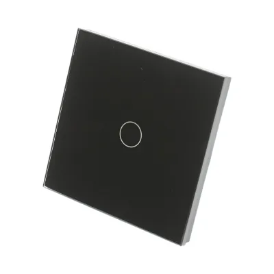 Intrerupator touch cap scara negru 220V, indicator luminos, rama sticla 86x86x34mm