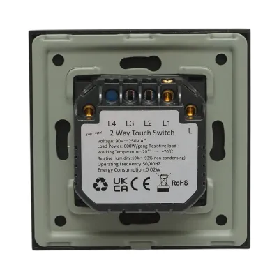 Intrerupator touch cap scara negru 220V, indicator luminos, rama sticla 86x86x34mm - imagine 4