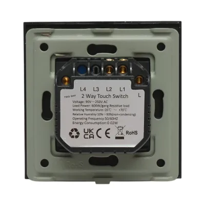 Intrerupator touch dublu cap scara negru 220V, indicator luminos, rama sticla 86x86x34mm - imagine 4