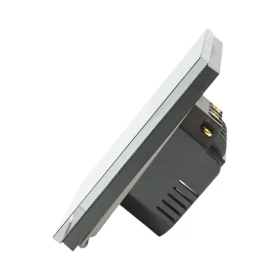 Intrerupator touch triplu cap scara negru 220V, indicator luminos, rama sticla 86x86x34mm - imagine 3