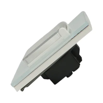 Priza schuko alba incastrata 220V, 16A, capac transparent, rama sticla 86x86x34mm - imagine 3