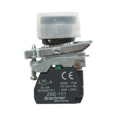 Buton comanda negru cu capac protectie 22mm, 1NO,  TB4-BP21, IP65 Breckner Germany