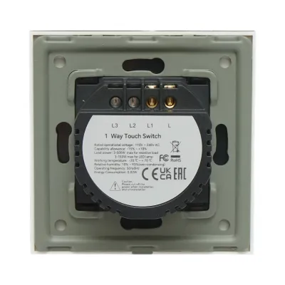 Intrerupator touch alb simplu 220V, indicator luminos, rama sticla 86x86x34mm - imagine 4