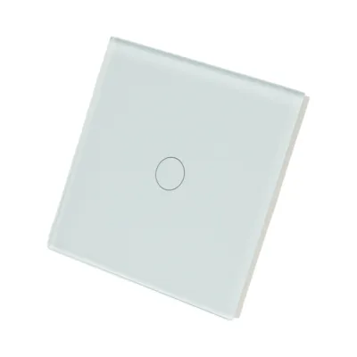 Intrerupator touch alb simplu 220V, indicator luminos, rama sticla 86x86x34mm