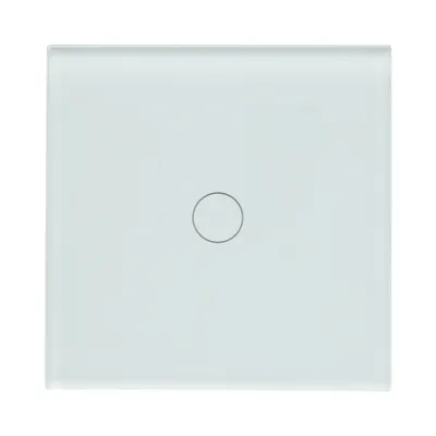 Intrerupator touch alb simplu 220V, indicator luminos, rama sticla 86x86x34mm - imagine 2