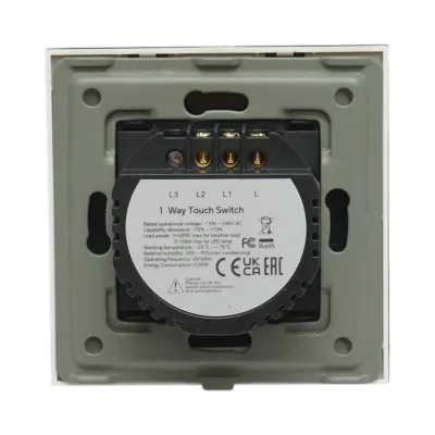 Intrerupator touch dublu alb 220V, indicator luminos, rama sticla 86x86x34mm - imagine 4