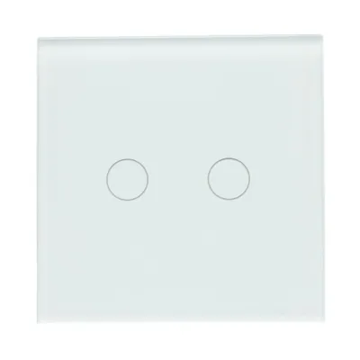 Intrerupator touch dublu alb 220V, indicator luminos, rama sticla 86x86x34mm - imagine 2