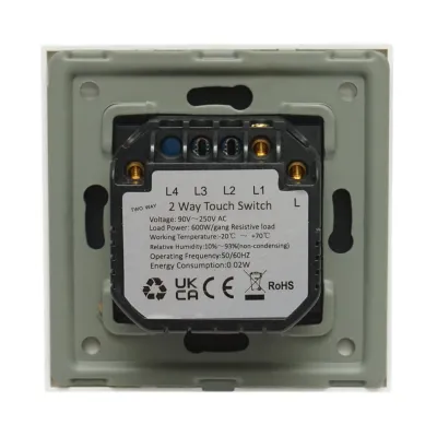 Intrerupator touch cap scara alb 220V, indicator luminos, rama sticla 86x86x34mm - imagine 4