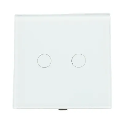 Intrerupator touch dublu cap scara alb 220V, indicator luminos, rama sticla 86x86x34mm - imagine 2