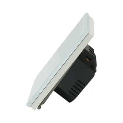 Intrerupator touch dublu cap scara alb 220V, indicator luminos, rama sticla 86x86x34mm - imagine 3