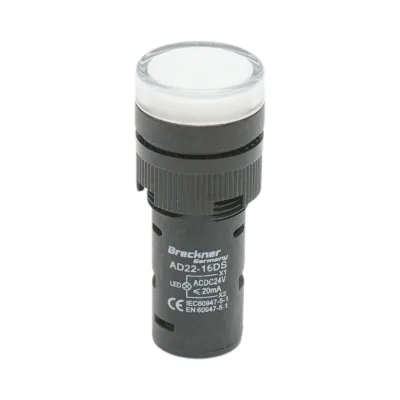 Indicator semnalizare LED alb 24V AC/DC 16mm Breckner Germany