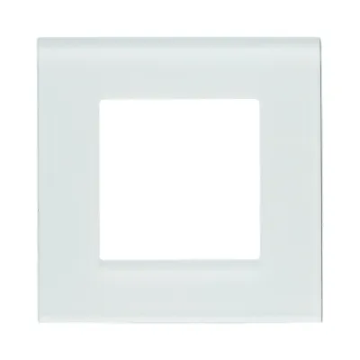 Rama simpla sticla alba priza si intrerupator 86x86x10mm