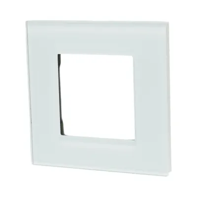 Rama simpla sticla alba priza si intrerupator 86x86x10mm - imagine 4
