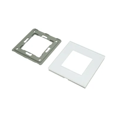 Rama simpla sticla alba priza si intrerupator 86x86x10mm - imagine 3