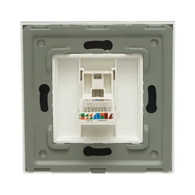 Priza internet CAT6 RJ45, rama sticla alba 86x86mm - imagine 4