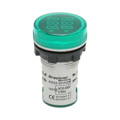 Indicator voltmetru si frecventa LED verde 0-99Hz/50-500V AC Breckner Germany