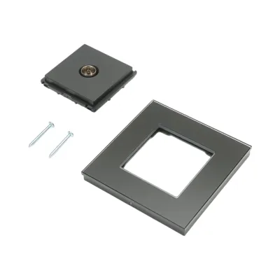 Priza TV neagra incastrata cu rama din sticla 86x86mm - imagine 5