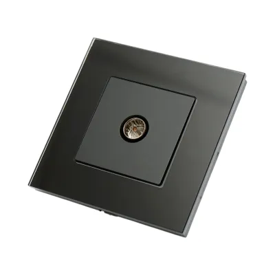 Priza TV neagra incastrata cu rama din sticla 86x86mm