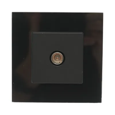 Priza TV neagra incastrata cu rama din sticla 86x86mm - imagine 2