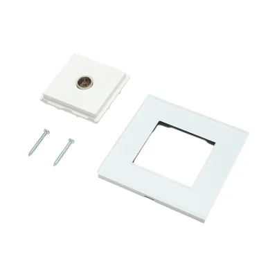Priza TV alba incastrata cu rama din sticla 86x86mm - imagine 5