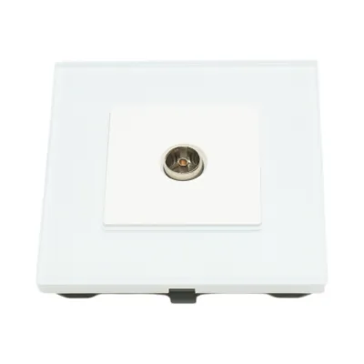 Priza TV alba incastrata cu rama din sticla 86x86mm - imagine 2