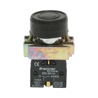 Buton comanda negru cu capac protectie IP65, 1NO, 400V/10A, LAY5 Breckner Germany
