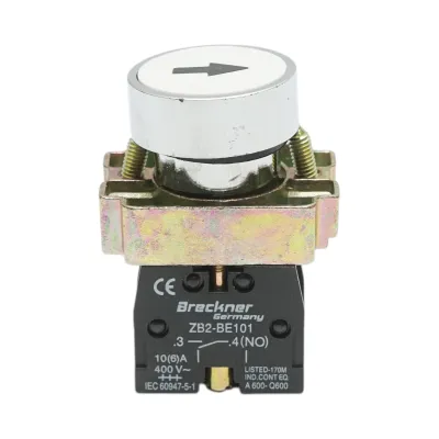 Buton comanda cu revenire alb si marcaj sageata 1NO, 400V/10A, LAY5 Breckner Germany