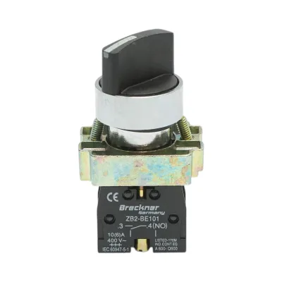 Selector 2 pozitii cu retinere negru 1NO, 400V/10A, LAY5-BD21C Breckner Germany