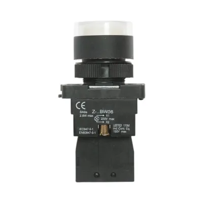 Buton indicator LED alb cu rezistenta integrata 1NO, 220V, LAY5 Breckner Germany - imagine 5