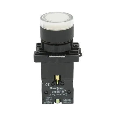 Buton indicator LED alb cu rezistenta integrata 1NO, 220V, LAY5 Breckner Germany