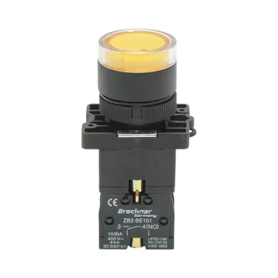 Buton indicator LED galben cu rezistenta integrata 1NO, 220V, LAY5 Breckner Germany