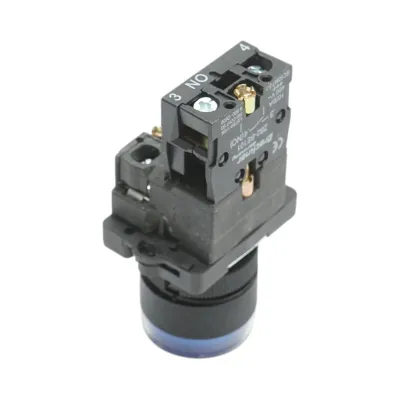 Buton indicator LED albastru cu rezistenta integrata 1NO, 24V, LAY5 Breckner Germany - imagine 4