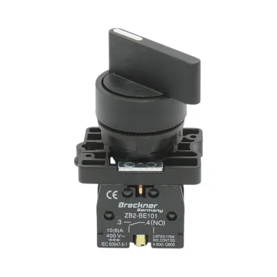 Selector 2 pozitii negru cu retinere 1NO, 400V/10A, LAY5-EJ21 Breckner Germany