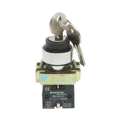 Selector 2 pozitii cu retinere si cheie 1NO, 400V/10A, LAY5-BG41 Breckner Germany - imagine 2