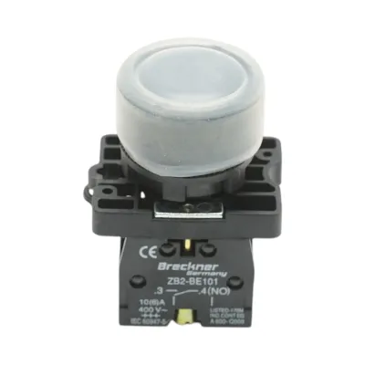 Buton comanda negru cu capac protectie 1NO, 400V/10A, LAY5-EP21, IP65 Breckner Germany