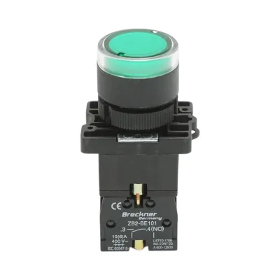 Buton indicator LED verde cu rezistenta integrata 1NO, 24V LAY5 Breckner Germany