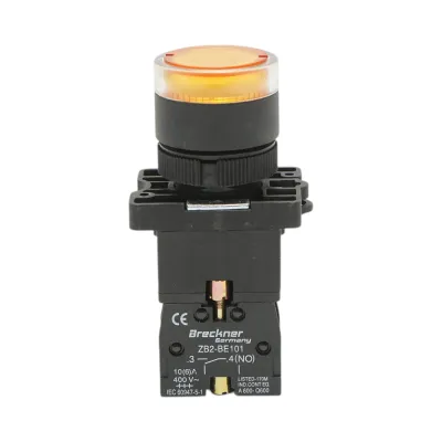 Buton indicator LED galben cu rezistenta integrata 1NO, 24V LAY5 Breckner Germany