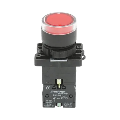 Buton indicator LED rosu cu rezistenta integrata 1NC, 24V LAY5 Breckner Germany