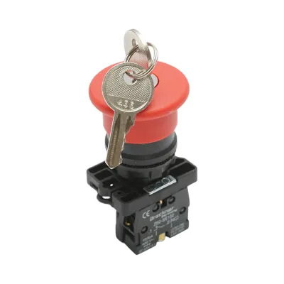 Buton comanda oprire de urgenta rosu cu deblocare prin rasucire si cheie 40mm, 1NC, 400V/10A LAY5 Breckner Germany - imagine 2