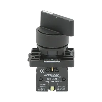 Selector 2 pozitii negru cu retinere 1NO, 400V/10A, LAY5-EJ25 Breckner Germany