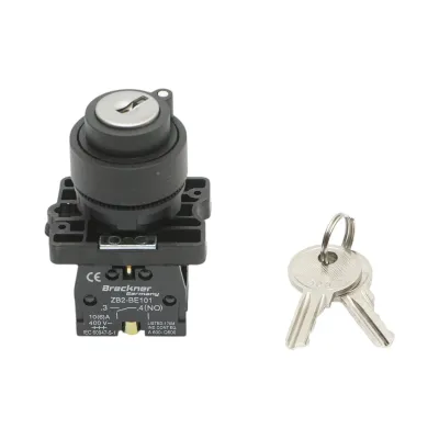 Selector 2 pozitii cu retinere si cheie 1NO+1NC, 400V/10A, LAY5-EG45 Breckner Germany