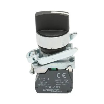 Selector 3 pozitii cu revenire negru 2NO, 24V/10A, TB4-BD53 Breckner Germany