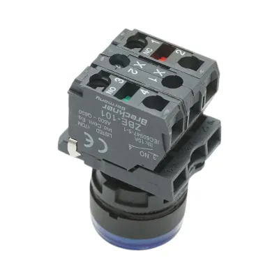 Buton comanda cu revenire si semnalizare LED albastru 1NO+1NC, 24V/10A TB5 Breckner Germany - imagine 4