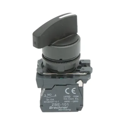 Selector 2 pozitii cu retinere negru 1NO+1NC, 240V/10A, TB5-AJ25 Breckner Germany