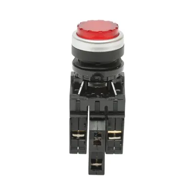 Buton comanda iluminat convex LED 24V AC/DC rosu cu revenire 1NO+1NC, 10A/600V AC, 1A/250V DC TA42 Breckner Germany - imagine 2