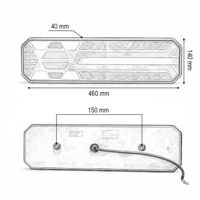 Lampa stop spate LED camion 12/24V universala 460x140x40mm Breckner Germany - imagine 4